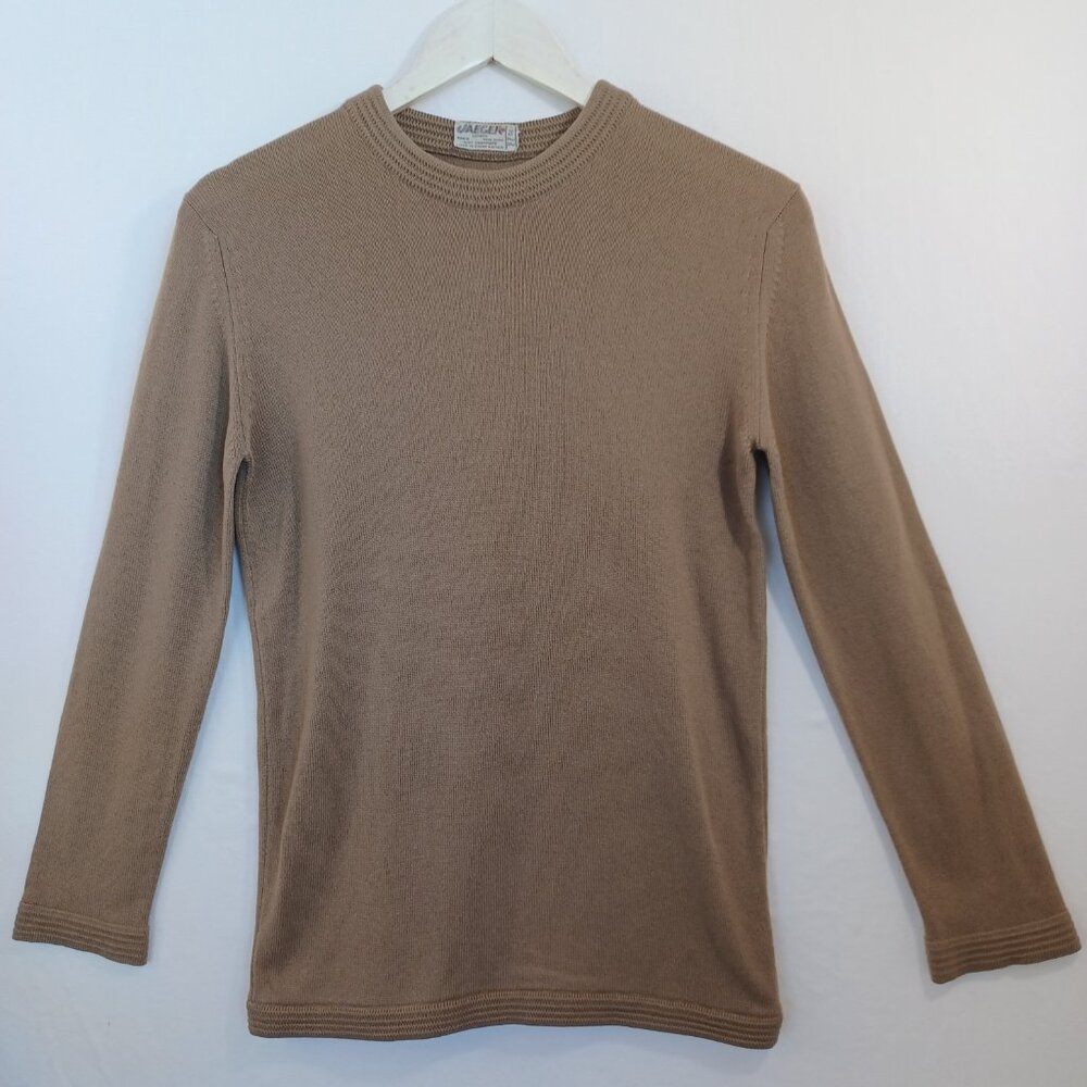 Jaeger London Cashmere Sweater Womens S/M Vintage Crew Neck Pullover Mocha Taupe - Picture 5 of 9